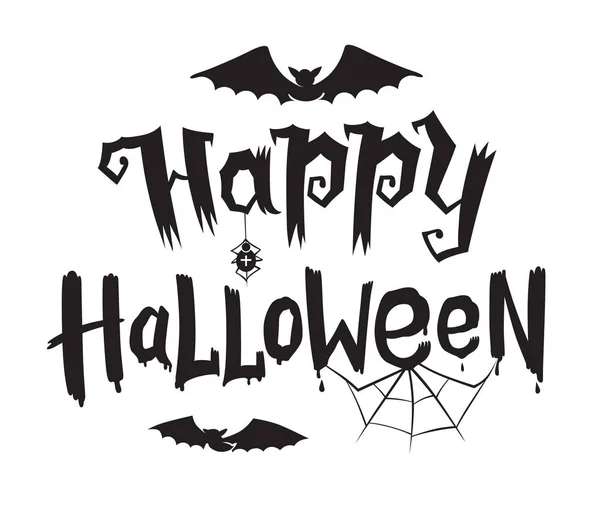Happy Halloween Embleem Logo Badge Hand Getekende Kalligrafie Zwarte Vector Stockillustratie
