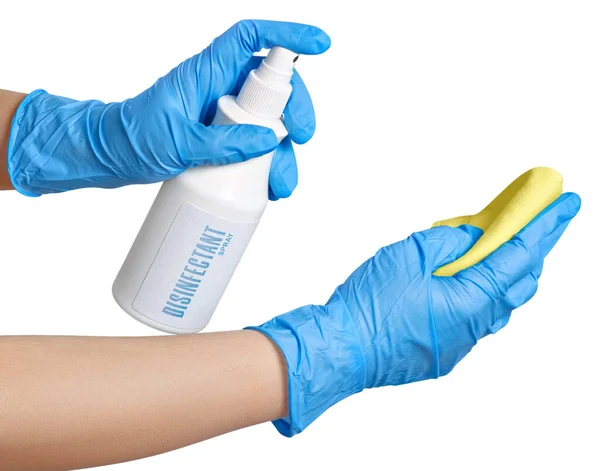 Disinfection Coronavirus Pandemic Prevention Covid Hands Disinfectant Isolated White — Stock Photo, Image