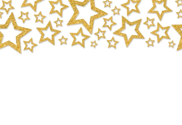 Határ arany csillag flitter konfetti. Csillogó Glitter por. — Stock Fotó