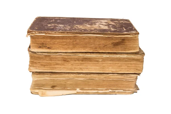 Una pila di vecchi libri distrutti. Libri strappati d'epoca. Antiquariato isolato . — Foto Stock