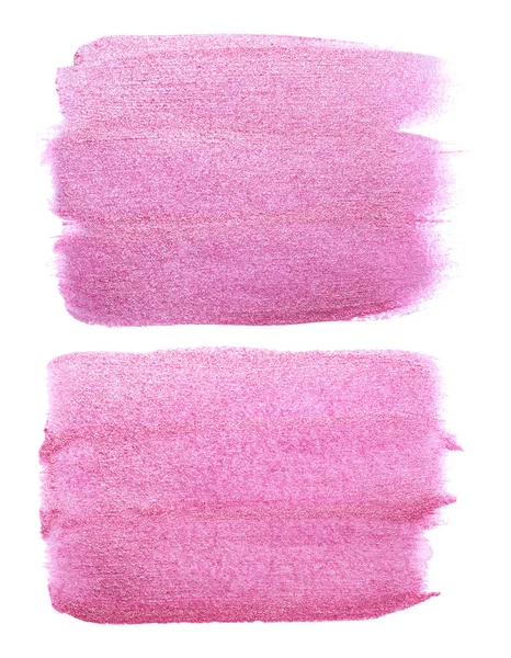 Conjunto de esfregaços metálicos rosa aquarela em um fundo branco — Fotografia de Stock