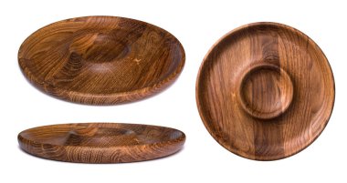 Ahşap plaka beyaz arka plan üzerinde. Birkaç taraftan görünüm.