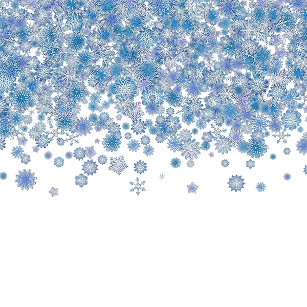 Christmas Border Background Many Blue Snowflakes — Stock Photo, Image