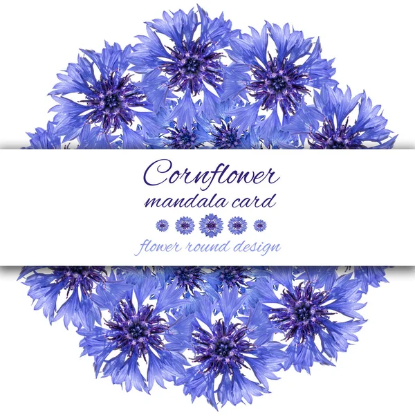 Karty Mandali Kwiat Chaber Niebieski Okrągły Projekt — Zdjęcie stockowe