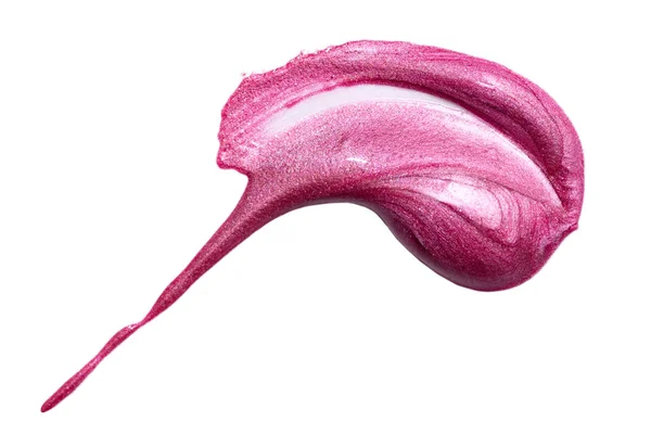 Lip gloss próbki na białym tle. Rozmazany błyszczyk różowy — Zdjęcie stockowe