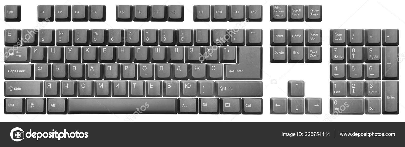 Russian Cyrillic Layout Top View Keys Black Classic Desktop Russian ...