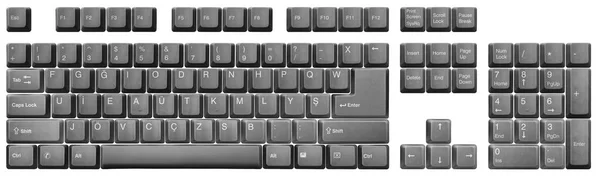 Turkish Keyboard Layout Top View Keys Black Classic Desktop Keyboard — Stock Photo, Image