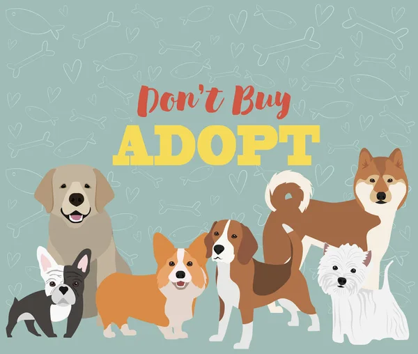 Illustration Mit Hunden Und Katzen Poster Für Haustier Adaption Poster — Stockvektor