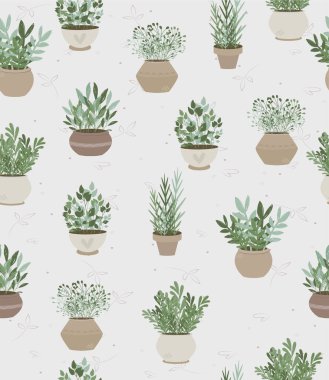 Provence bahçe içinde güzel seamless modeli. Tencere bitkiler. Düzenlenebilir vektör çizim