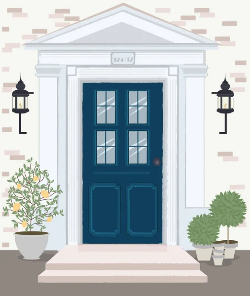 Kapı Evin Dış Giriş Düzenlenebilir Vektör Çizim — Stok Vektör