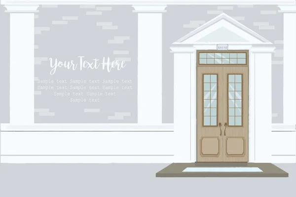 Entrée Extérieure Maison Porte Avant Modèle Bannière Web Fond Illustration — Image vectorielle