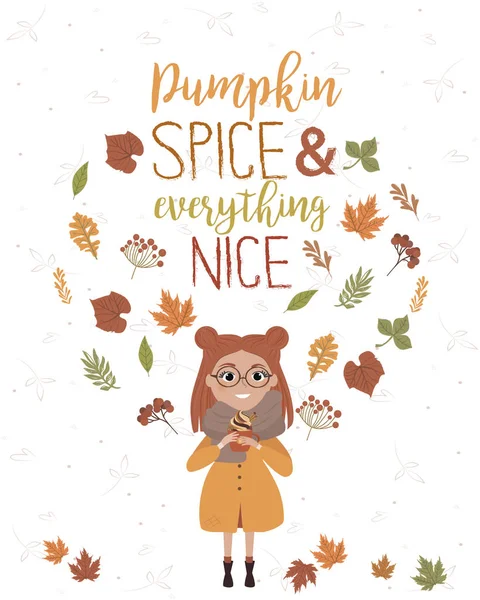 Hösten Bakgrund Pumpa Och Krydda Och Allt Trevligt Thanksgiving Day — Stock vektor