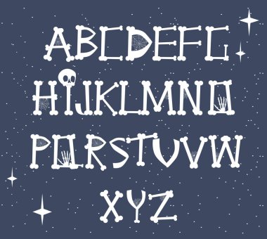 Kemikler alfabe vektör Illustration. Düzenlenebilir vektör çizim