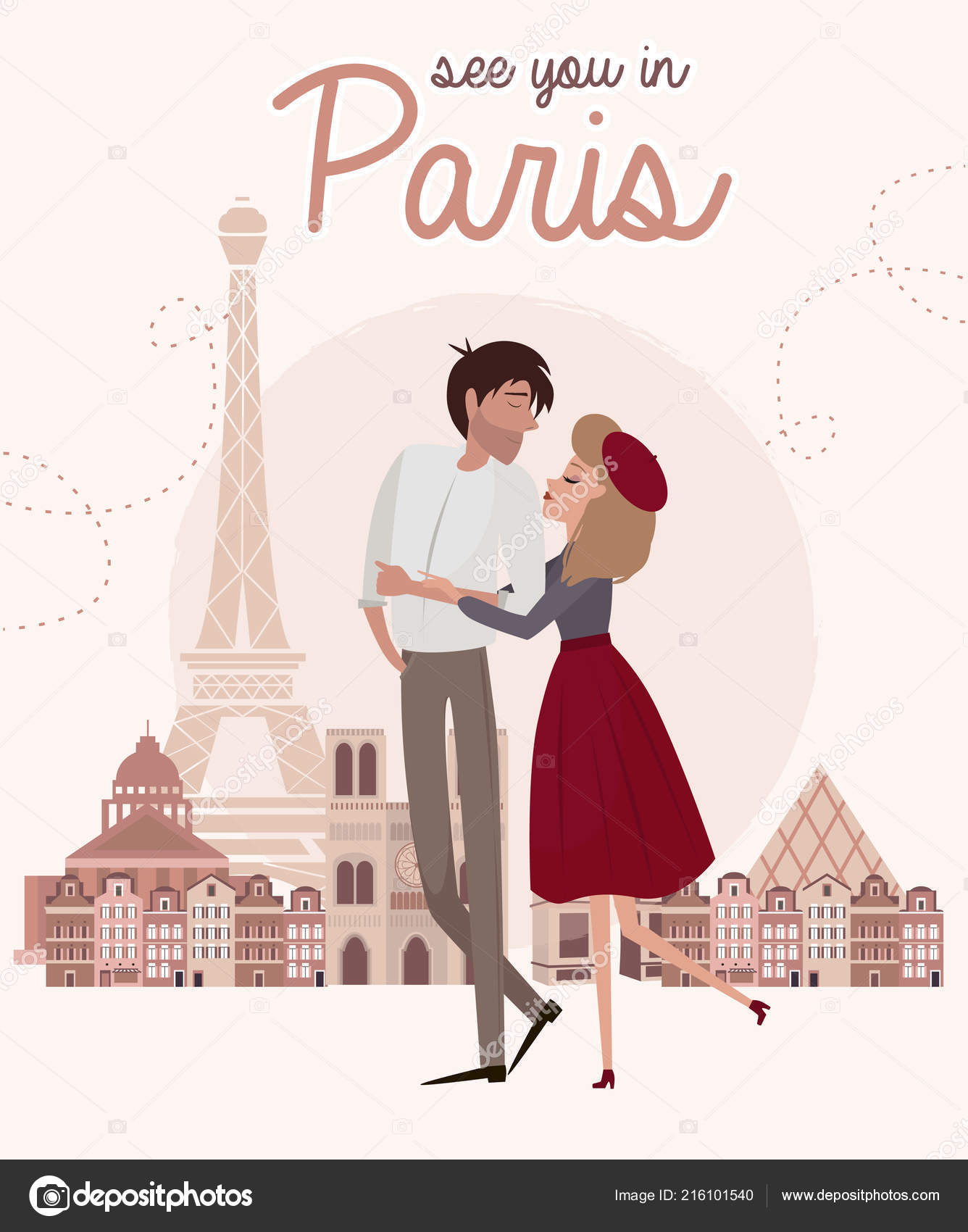 Love Story Paris Lover Couple Romantic Poster Love You Card Stock Vector  Image by ©MioBuono12 #216101540