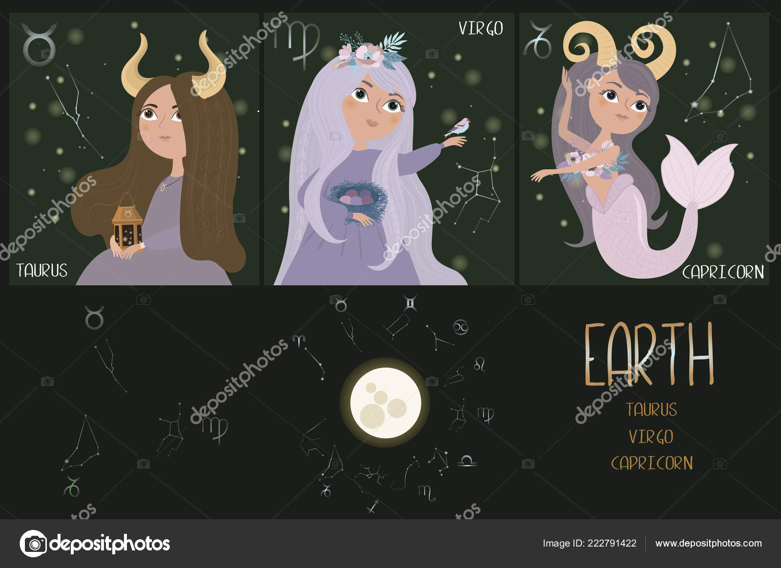Set Zodiac Signs Character Element Earth Taurus Virgo Capricorn Editable Stock Vector Image by ©MioBuono12 #222791422 Set Zodiac Signs Character Element Earth Taurus Virgo Capricorn Editable Stock Vector Image by ©MioBuono12 #222791422