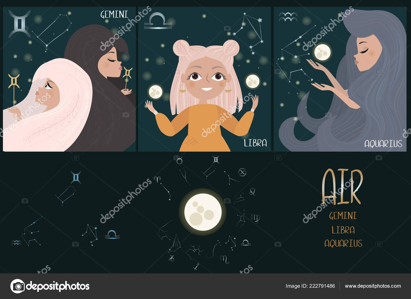 Set Zodiac Signs Character Element Air Gemini Libra Aquarius Editable Stock Vector Image by ©MioBuono12 #222791486 Set Zodiac Signs Character Element Air Gemini Libra Aquarius Editable Stock Vector Image by ©MioBuono12 #222791486