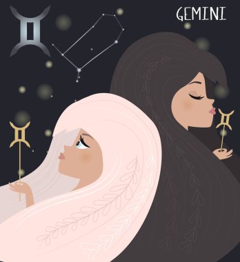 Illustration of Gemini Zodiac signs character. Editable vector illustration  clipart