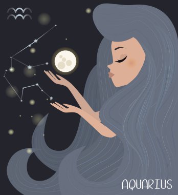 Kova zodyak Illustration karakter imzalar. Düzenlenebilir vektör çizim 