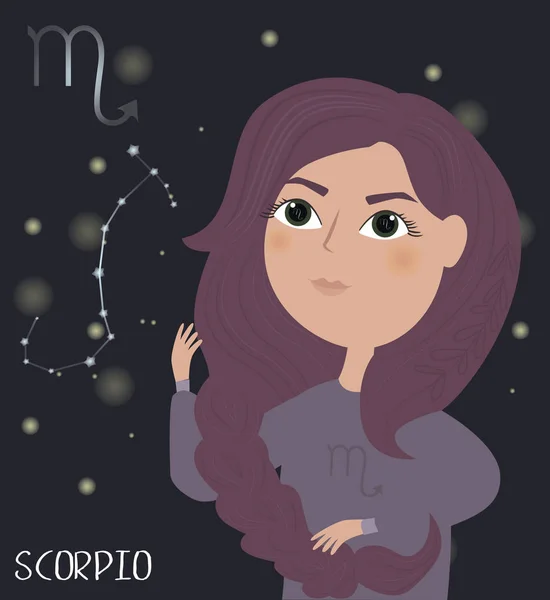 Ilustración Del Personaje Los Signos Del Zodíaco Escorpio Ilustración Vectorial — Vector de stock