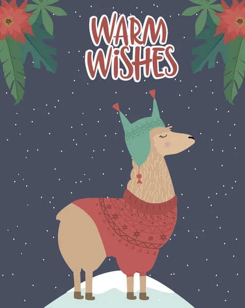 圣诞快乐贺卡与有趣的骆驼 可编辑的矢量插图 — 图库矢量图片