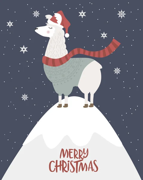 圣诞快乐贺卡与有趣的骆驼 可编辑的矢量插图 — 图库矢量图片