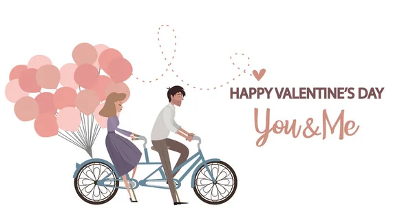 Día San Valentín Ilustración Romántica Con Gente Historia Amor Ilustración — Vector de stock