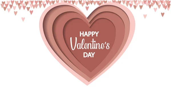 Happy Valentine Kartu Romantis Hari Gaya Potong Kertas Ilustrasi Vektor - Stok Vektor