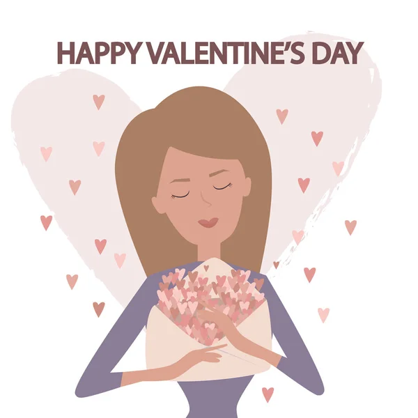 Día San Valentín Ilustración Romántica Con Mujer Historia Amor Ilustración — Archivo Imágenes Vectoriales