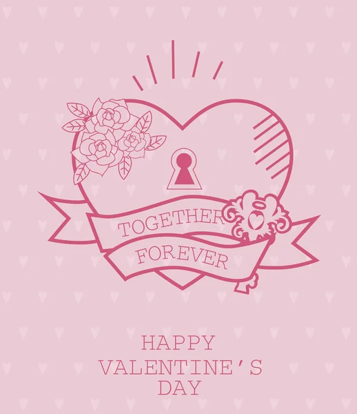 Happy Valentine Tageskarte Mit Old School Tätowierung Stil Editierbare Vektorabbildung — Stockvektor