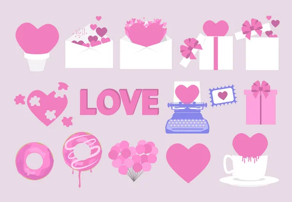 Valentine Day Icons Set Editable Vector Illustration — Stock Vector