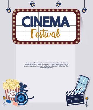 Film, video üretim şablon bir film çekim sürecinde küçük insanlarla yapmış. Düzenlenebilir vektör çizim