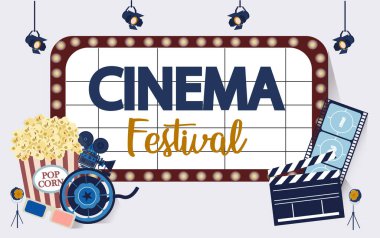 Film, video üretim şablon bir film çekim sürecinde küçük insanlarla yapmış. Düzenlenebilir vektör çizim