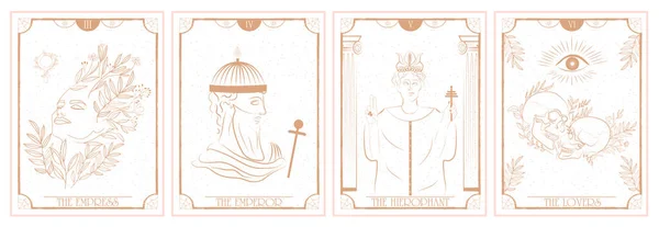 Tarot Kártya Arcana Őrnagy Okkultizmus Alkímia Szimbolizmus Császárnő Császár Hierophant — Stock Vector