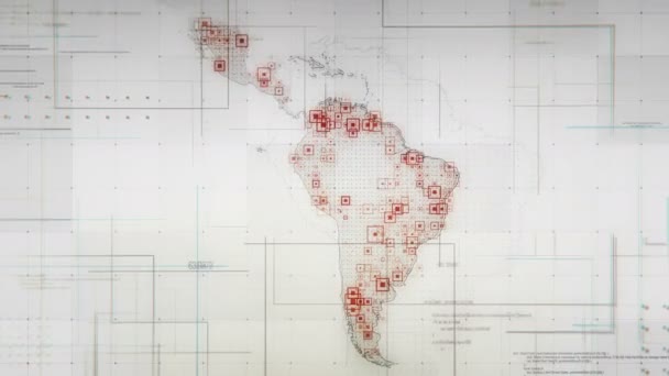 Bílá Latinská Amerika Mapa Linky Rollback Fotoaparátem Mapa Vizuální Efekty — Stock video