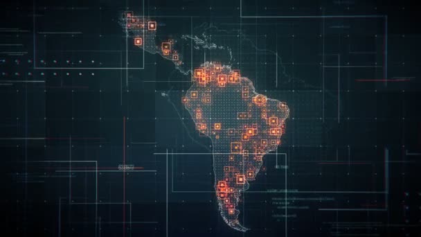 Mapa Negro América Latina Con Cámara Retroceso Líneas Mapa Con — Vídeos de Stock