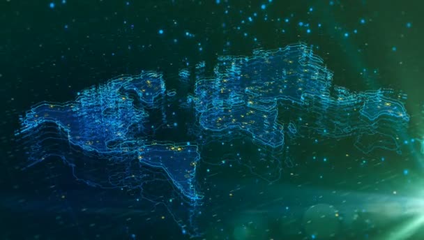 Mappa Del Mondo Futuristica Con Connessioni Diversi Punti Elementi Visivi — Video Stock