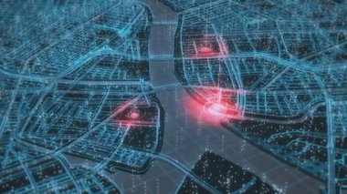 Işık lı unsurlarla Tokyo'nun gece şehrinin animasyonu. Gece hayatı uykusuz şehir. Şehir trafiği.