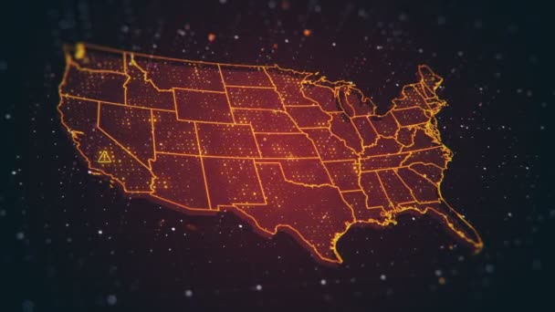 Video Futurista Alta Tecnología Con Mapa Los Estados Unidos Este — Vídeos de Stock