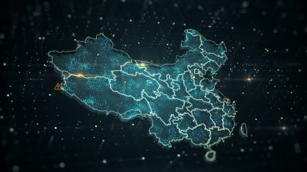 Futuristic High Tech Video Map China Video Devoted Actual Problem — Stock Video