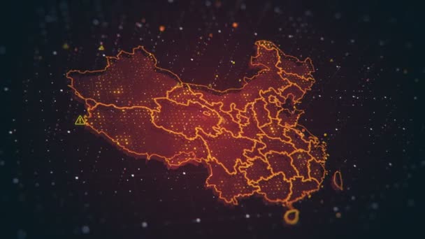未来科技视频与中国地图 本视频专门介绍地球安全的实际问题 恶劣的生态 社会和政治问题 — 图库视频影像