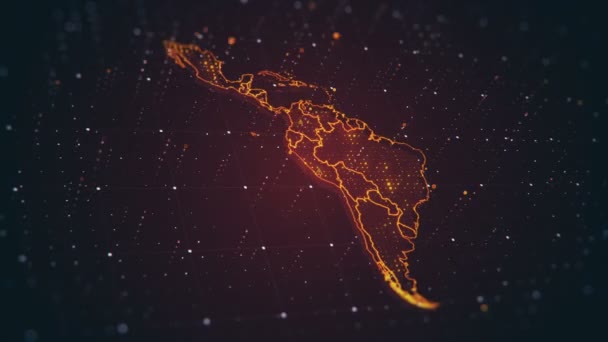 Video Futurista Alta Tecnología Con Mapa América Latina Brillando Diferentes — Vídeos de Stock