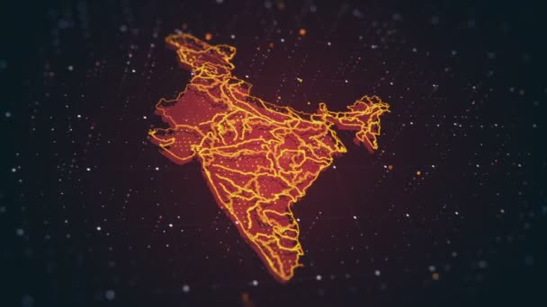 Futuristic High Tech Video Map India Glowing Different Colors While — Stock Video