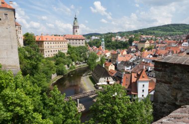 Çek Krumlov kasabasının güzel panoraması