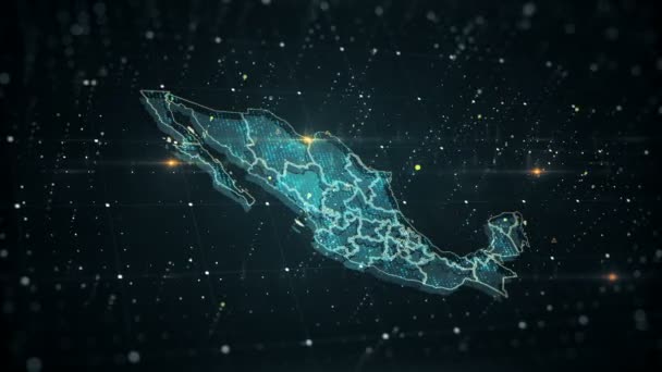 Video Futurista Alta Tecnología Con Mapa Del México Brillando Diferentes — Vídeo de stock