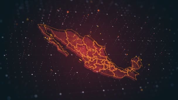 Video Futurista Alta Tecnología Con Mapa Del México Brillando Diferentes — Vídeos de Stock