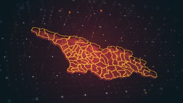 未来科技视频与格鲁吉亚地图发光在不同的颜色 而危险图标标志闪烁全国各地 本视频专门介绍地球安全的实际问题和问题 — 图库视频影像
