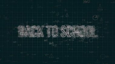 Okula Dönüş için uygun video. Siyah renkli matematiksel ve fiziksel formüller ile döngülü arka plan.