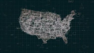 Döngülü rastgele matematiksel ve fiziksel formüller ile Soyut Abd haritası.