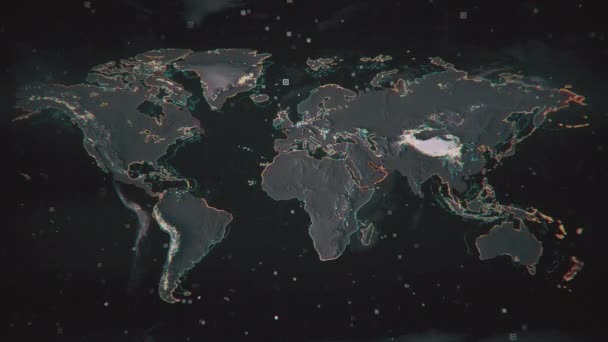 Glowing Usa Map Textured Earth Map Highlighted Conttours Visual Hud — Vídeo de stock