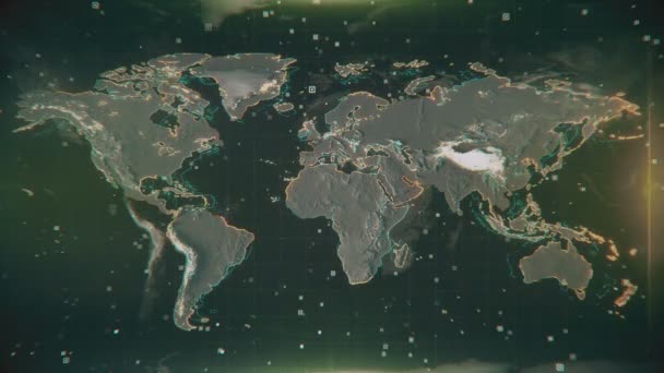 扫描一张纹理明亮的澳大利亚地图 用高亮的等高线和视觉浩大的元素在有纹理的地球地图上照亮澳大利亚 世界地图的技术未来空间观 — 图库视频影像